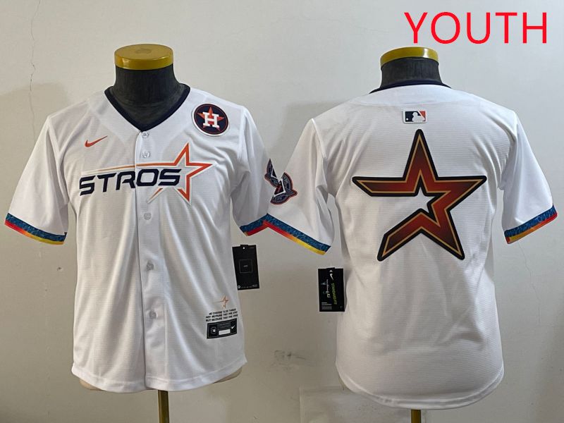 Youth Houston Astros Blank White Fourth generation Joint Name 2025 Nike MLB Jersey style 7